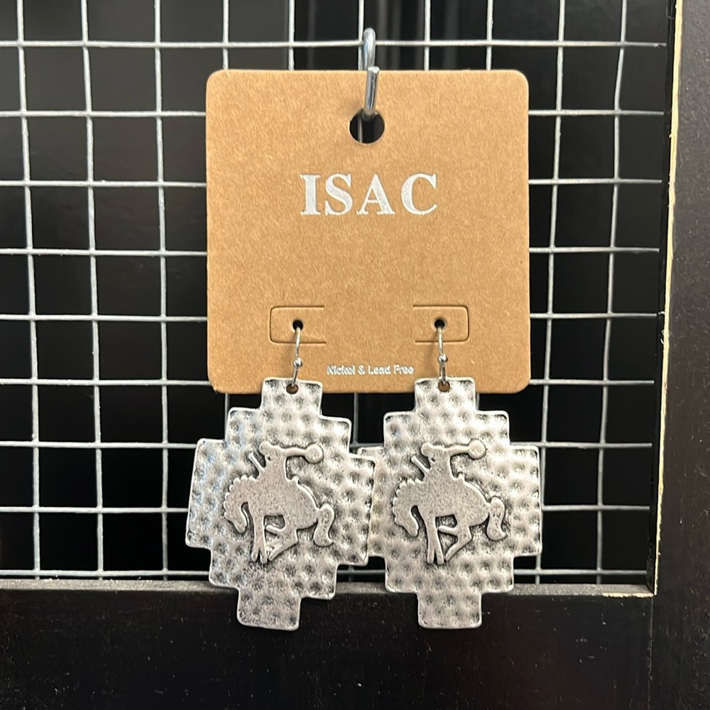 Hammered bronc earring